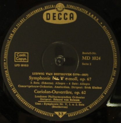 DECCA MD 1024 - Symphonie Nr. V C-Moll, Op. 67 - Coriolan-Ouvert - Image 4