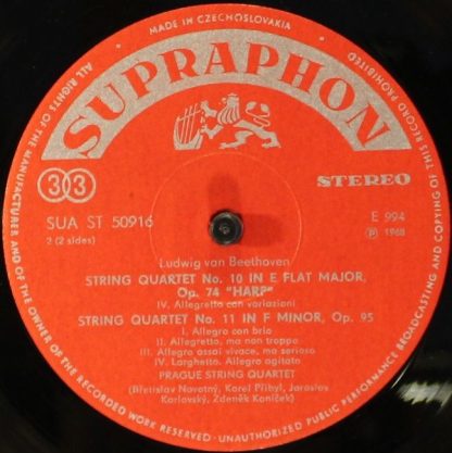 Supraphon SUA ST 50 916 - String Quartet In E Flat Major "Harp", - Image 4