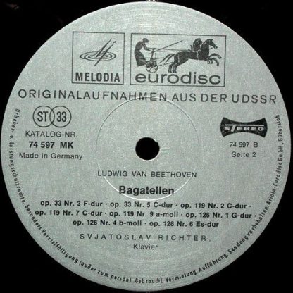 Eurodisc 74 597 MK - Klaviersonate Nr.8 (Pathétique) C-moll Op.1 - Image 4