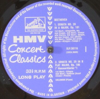 His Master's Voice XLP 30116 - 'Hammerklavier' Sonata - Sonata N - Image 3