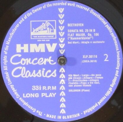 His Master's Voice XLP 30116 - 'Hammerklavier' Sonata - Sonata N - Image 4