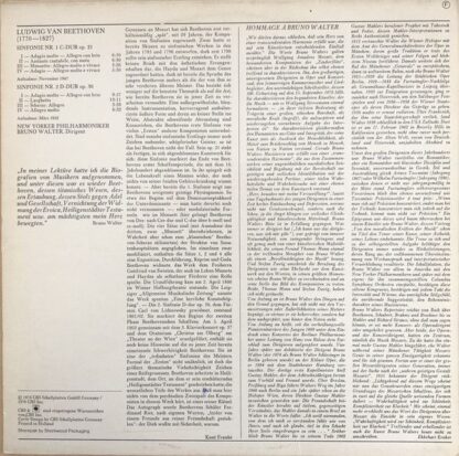 CBS 61 722 - Sinfonien Nr. 1 C-dur Op. 21, Nr. 2 D-dur Op. 36 - Image 2