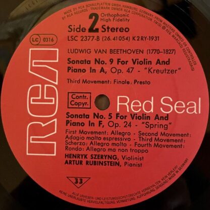 RCA Red Seal LSC 2377-B - Kreutzer- Und Frühlingsssonate - Image 4