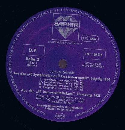 Saphir INT 120.916 - Sinfonien Und Canzonen - Image 4