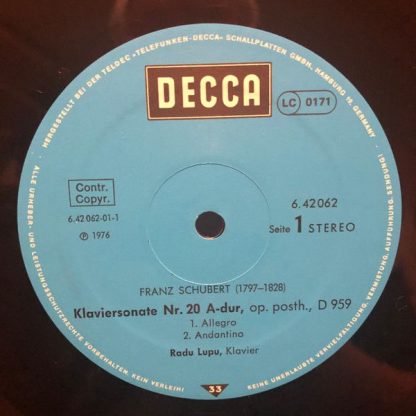 DECCA 6.42062 AS - Sonaten A-Dur D959  As-Dur D.557 - Image 3