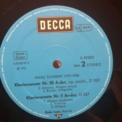 DECCA 6.42062 AS - Sonaten A-Dur D959  As-Dur D.557 - Image 4