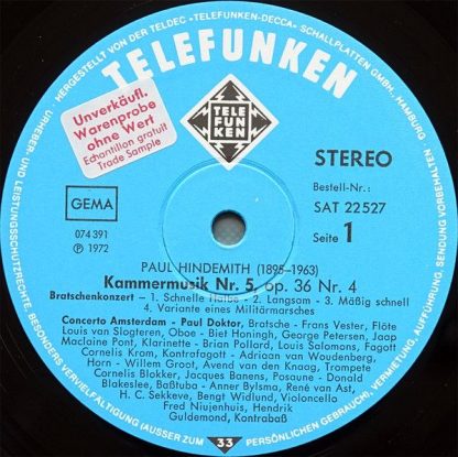 Telefunken SAT 22 527 - Kammermusik Nr. 5 Viola-Concerto - Kamme - Image 3