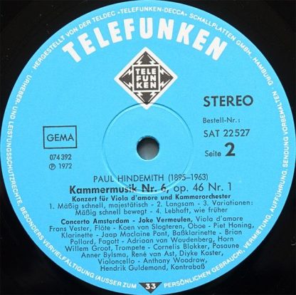 Telefunken SAT 22 527 - Kammermusik Nr. 5 Viola-Concerto - Kamme - Image 4