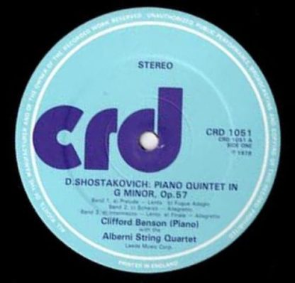 CRD Records CRD 1051 - Shostakovich: Piano Quintet In G Minor Op - Image 3