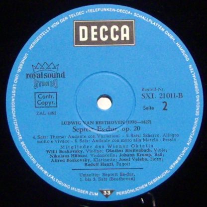 DECCA SMD 1175 - Septett Es-Dur, op. 20 - Image 3