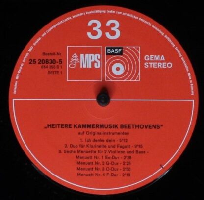 MPS/BASF Records 25 20830-3 - Heitere Kammermusik Beethovens Auf - Image 5