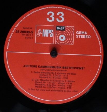 MPS/BASF Records 25 20830-3 - Heitere Kammermusik Beethovens Auf - Image 6