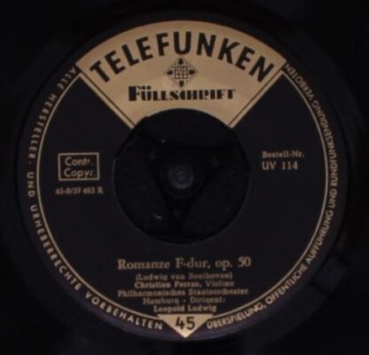 Telefunken UV 114 - Romanzen F-dur, Op. 50, Und G-dur, Op. 40 - Image 3